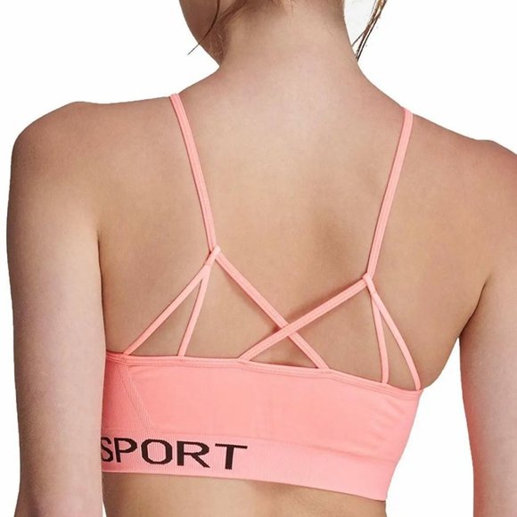🔥NWT DKNY Sport Strappy Low Impact Sports Bra Size Large Coral/Pink Color - Picture 3 of 5